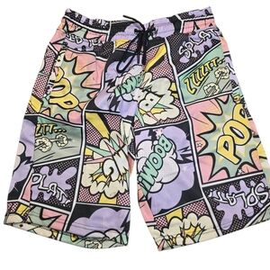 Oh Snap by the Drill Clothing Co. Men's board shorts Size Small Pastel Comic
